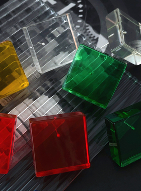 RTZHANG 韩国多巴胺彩色亚克力透明方块耳环女小众个性耳钉耳饰品