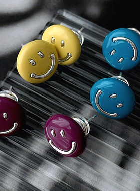 RTZHANG韩国设计感圆形笑脸耳环高级感轻奢耳钉小众时尚耳饰女潮