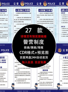公安局警察局派出所工作岗位职责警营警务部门管理制度条例牌素材