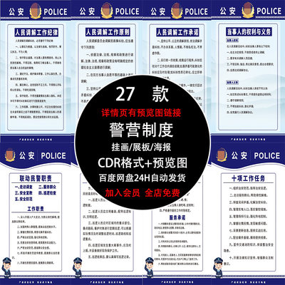 公安局警察局派出所工作岗位职责警营警务部门管理制度条例牌素材