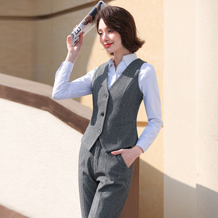 套装 2022新款 马甲外套女秋冬加厚人字呢毛呢高级炸街女神职业修身