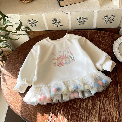 CY259116儿童卫衣2025春季新品卡通卫衣中小童儿童卫衣裙套头卫衣