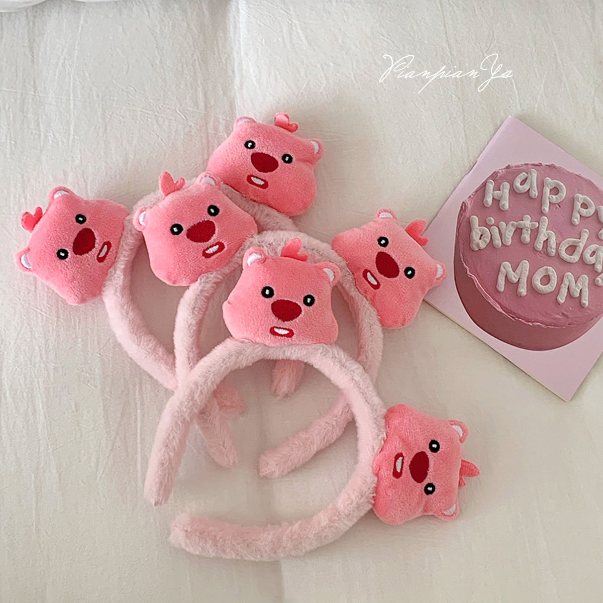 粉色小海狸发箍可爱夹刘