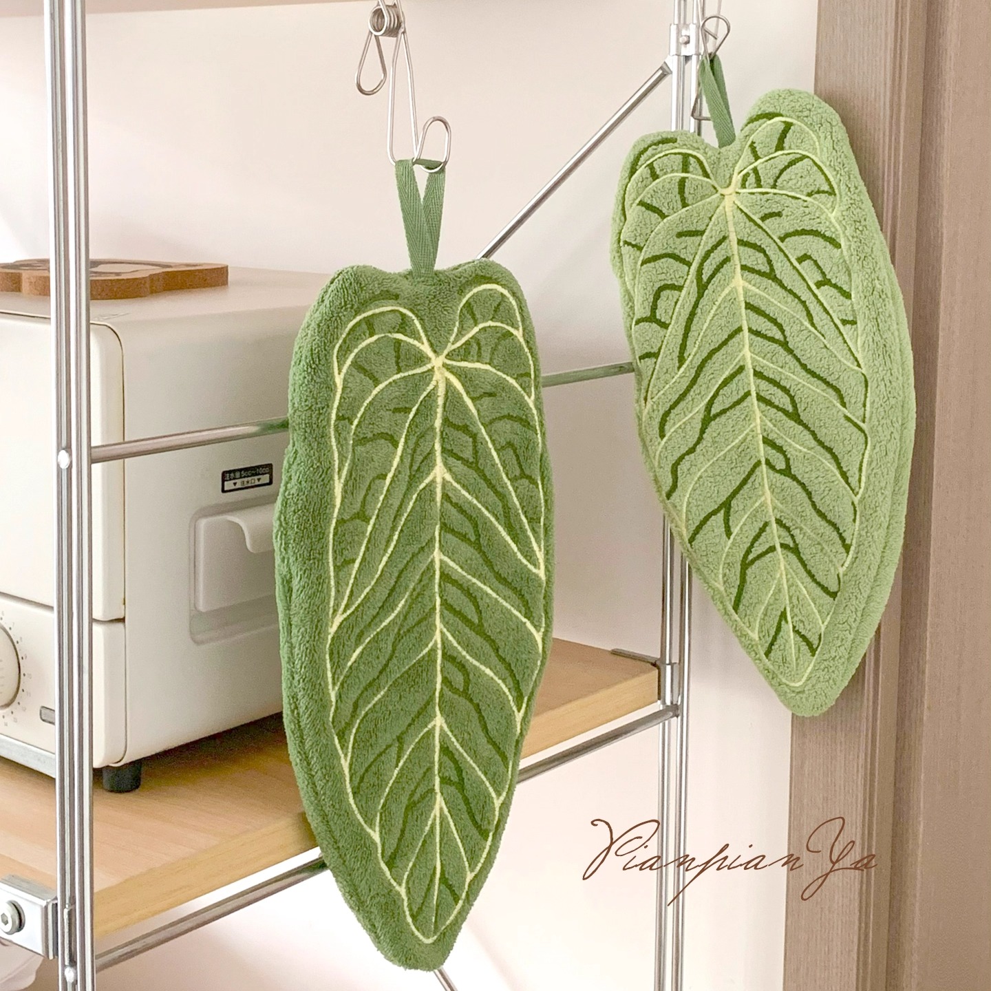 珊瑚绒树叶擦手巾创意植物叶子挂式手帕巾厨房卫生间清洁吸水毛巾
