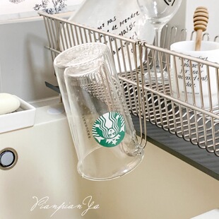 不锈钢倒挂沥水杯架奶瓶保温杯手套晾晒架厨房水槽侧边沥水挂钩架