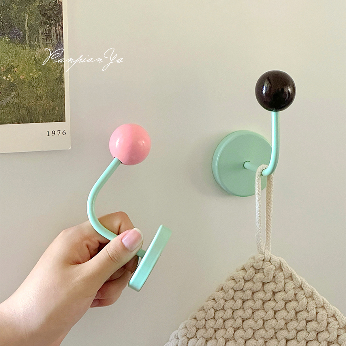 彩色磁铁挂钩免钉冰箱磁吸贴