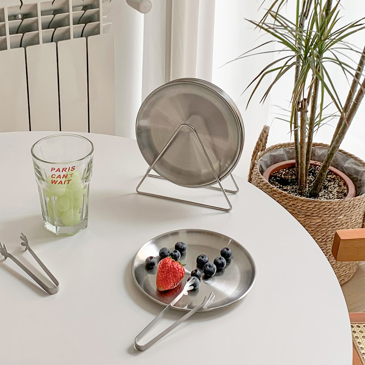 不锈钢吐骨碟圆形餐盘套装