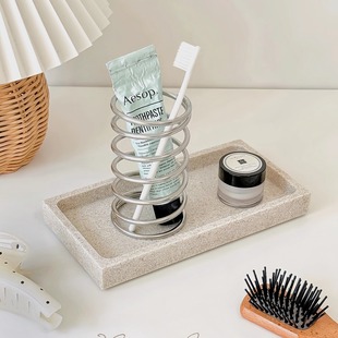 北欧风仿大理石纹托盘洗漱台树脂收纳盘桌面香水化妆品整理置物盘