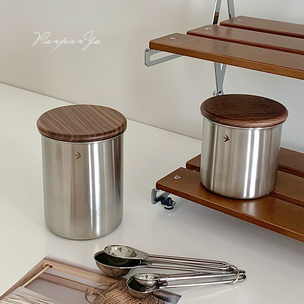 茶叶储存罐不锈钢储物罐带木盖