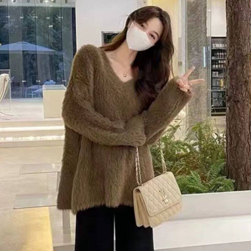 设计感V领软糯毛衣女打底衫秋冬
