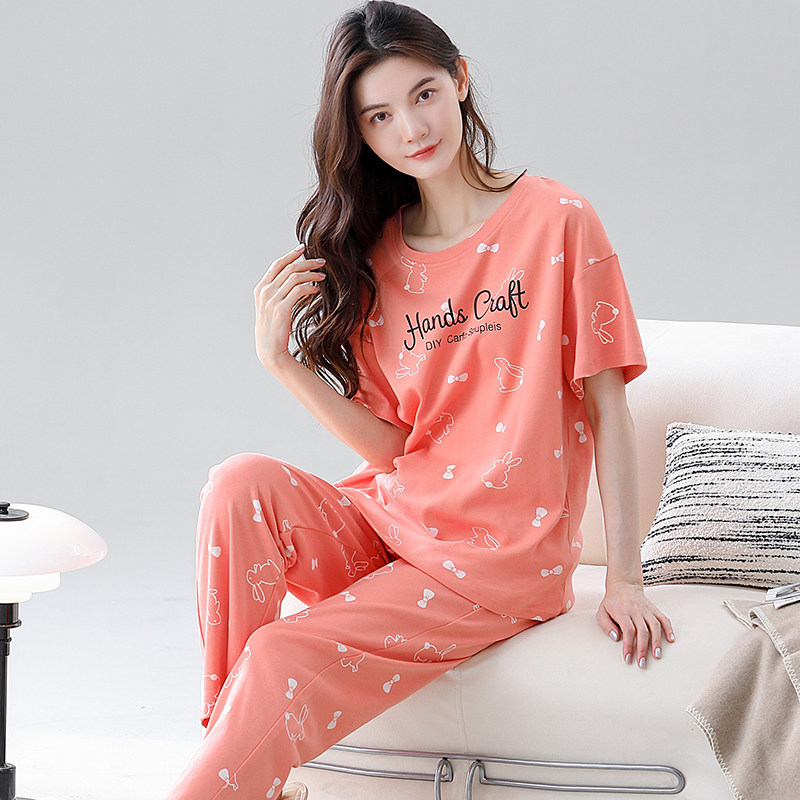 弘丹芬女夏胸垫睡衣套装