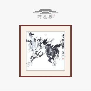 省美协知名国画家-新中式书房客厅挂画马到成功《志在千里》