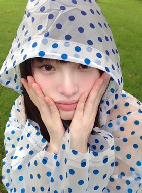 波点EVA加厚成人户外雨披