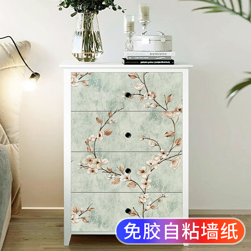 美式复古家具翻新自粘贴纸衣柜子橱柜门鞋柜旧物改造美化改色墙纸