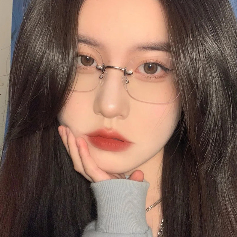 无边框近视眼镜女防蓝光可配有度数眼睛韩版潮装饰素颜神器ins风