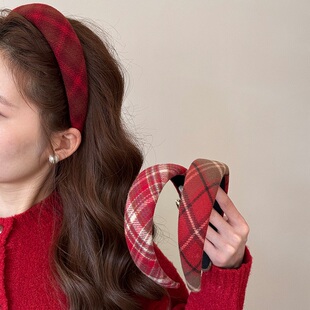 拉夏莉亚复古洋气红色新年发箍百搭高颅顶头箍发饰发捆头饰发饰女