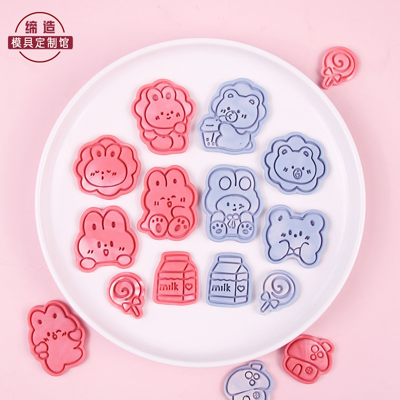 新款小熊兔子卡通饼干模具可爱曲奇翻糖磨3d立体按压印花烘焙工具