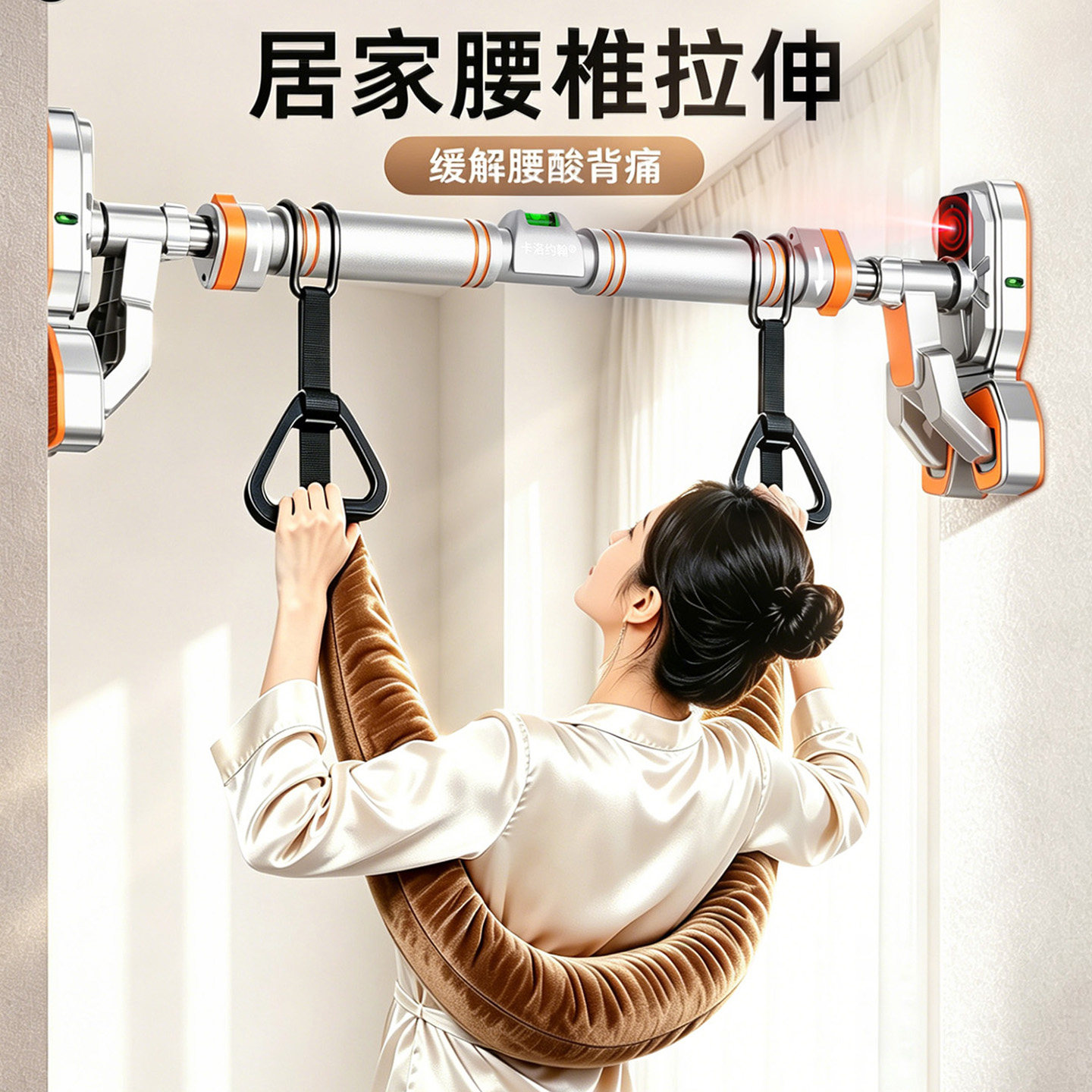单杠室内家用引体向上器门上门框儿童吊环家庭健身器材免打孔单杆 - 实物图