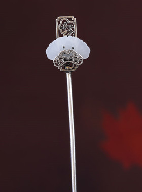 新款白色头饰发饰饰品白玉手工复古风民族风宫廷步摇发簪生日礼物