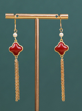 凤仪（饰品）中国风红色系喜庆耳环国潮复古气质流苏耳饰节日礼物