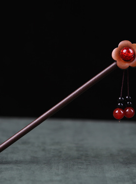 凤仪（饰品）红色发簪古风流苏步摇中国风簪子古装饰品民族风发饰