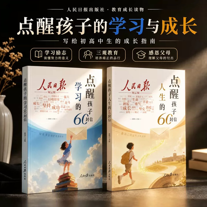 【人民日报】点醒孩子学习的60封信+点醒孩子人生的60封信 写给初高中生的成长觉醒指南学习励志三观教育初高中生课外阅读正版书籍
