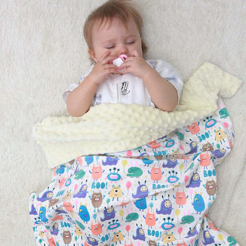 2024春夏薄款婴儿毯豆豆毯被可水洗秋冬夹棉加厚儿童毛巾被豆豆毯