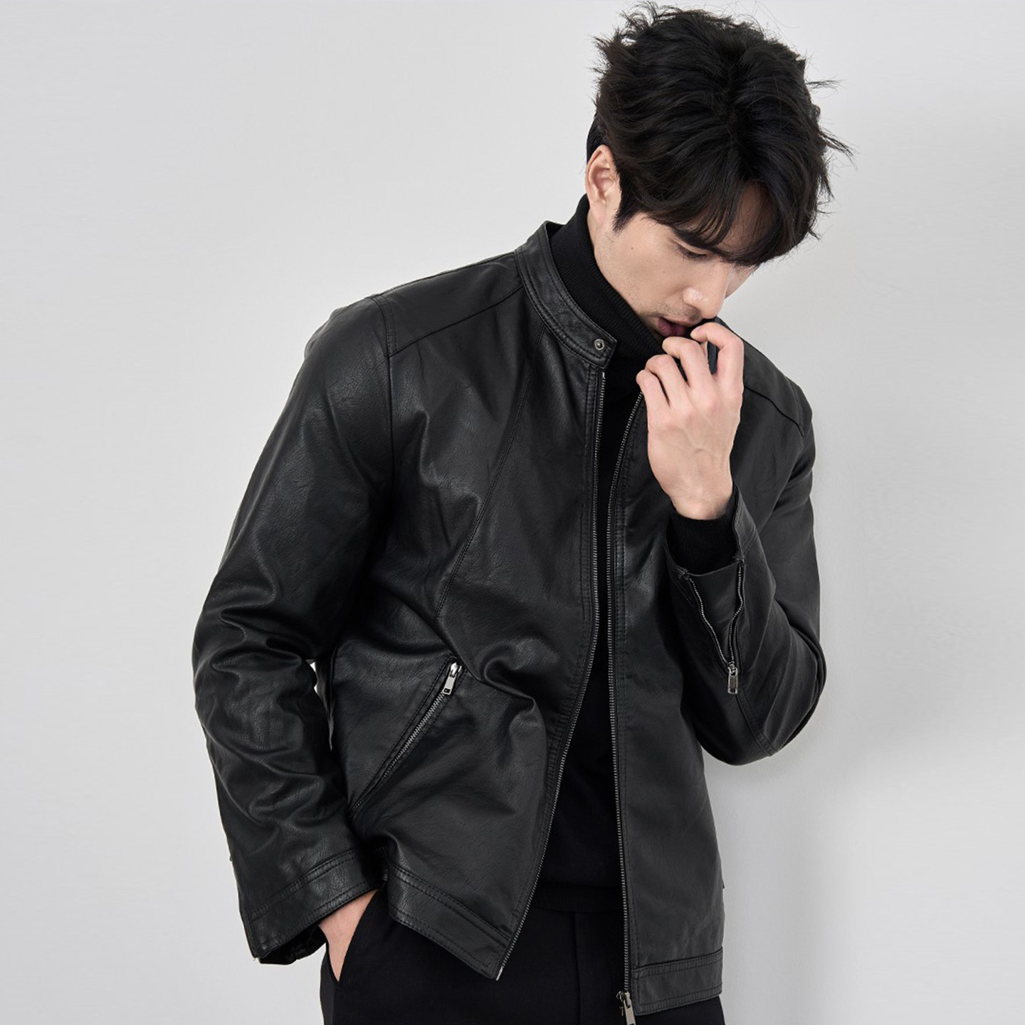 MXKM男士高级感机车服皮夹克男外套2025美式休闲百搭立领PU软皮衣,男装,皮衣,淘宝优惠券,粉丝福利购,淘宝优惠卷