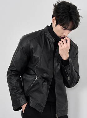 MXKM男士高级感机车服皮夹克男外套2025美式休闲百搭立领PU软皮衣