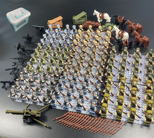 军事乐积木人仔八路军德苏军士兵小人偶长津湖益智拼装男孩武器