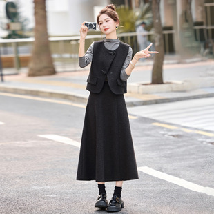 时尚套装女2026春季新款气质马甲打底衫半裙配包包四件套裙ME5128