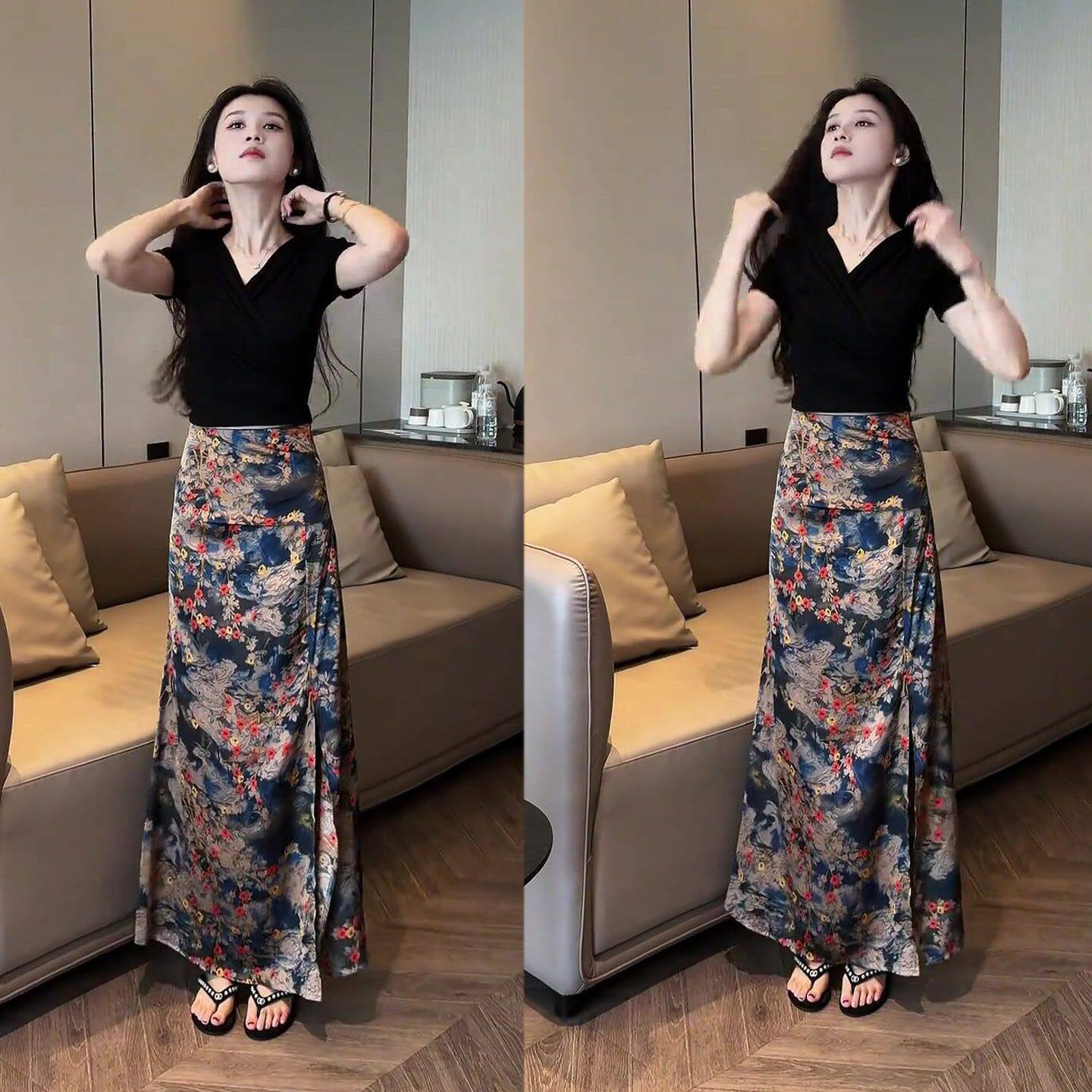 2026夏季新款碎花半身裙女夏薄款侧开叉时尚洋气高腰显瘦包臀长裙