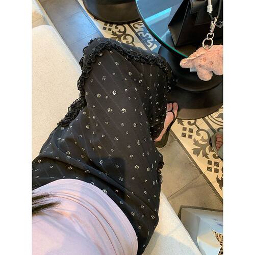 小碎花设计感木耳边半身裙女夏季新款显瘦修身斜裁松紧腰小鱼尾裙
