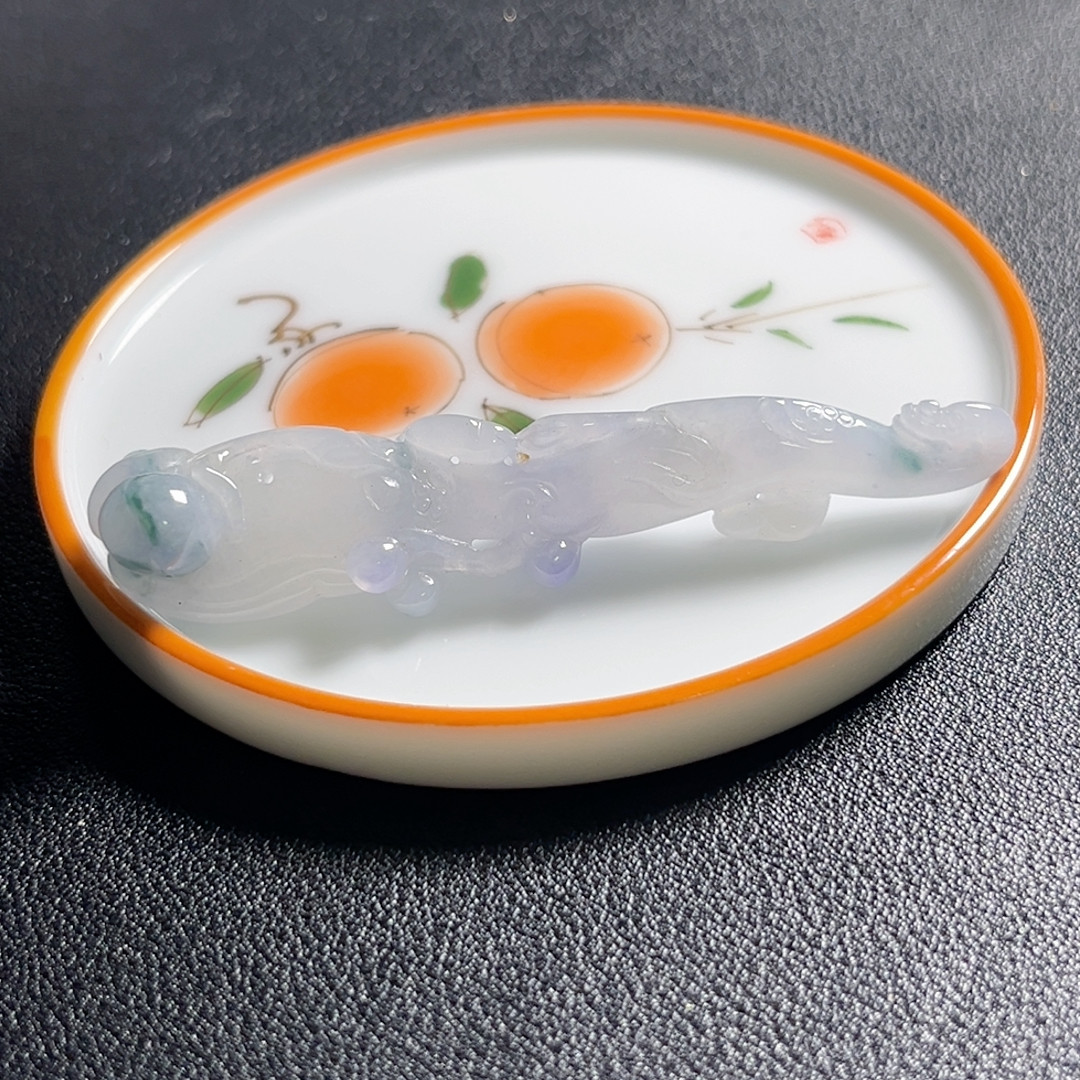 d71翡翠莫奈紫飘花人生如意吊坠66-14-11mm