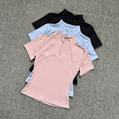 运动短袖 显瘦瑜伽T恤透气半拉链高弹健身服 女夏速干弹力紧身修身