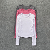 性感运动上衣跑步长袖 速干衣健身T恤套指瑜伽服透气晨跑衣骑行服