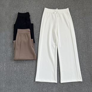 新款 直筒裤 抽绳运动休闲裤 高腰阔腿宽松显瘦百搭套装 女款 lu同款
