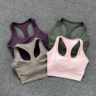 新款 胸垫美背瑜伽背心 宽肩带高强度防震运动内衣女训练健身一体式