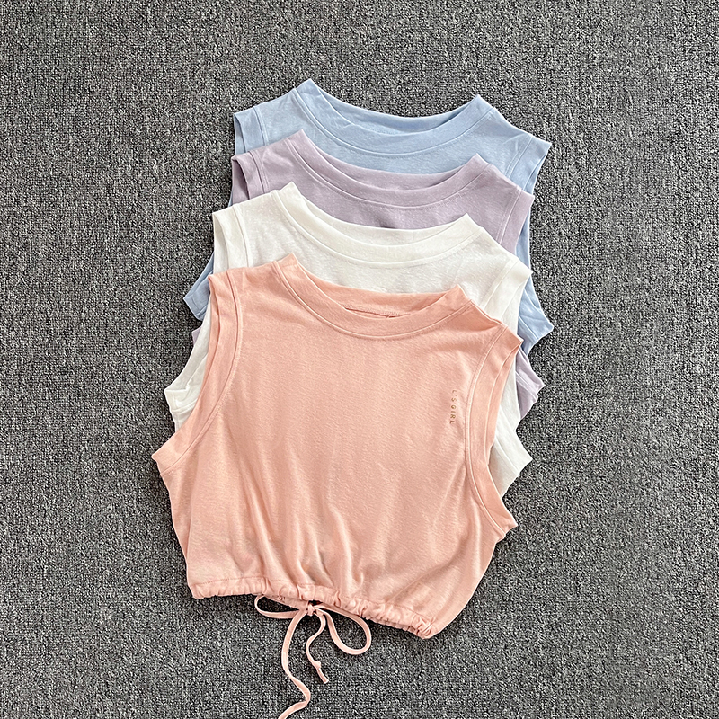 瑜伽服女夏季高级感透气宽松运动背心T恤薄款速干跑步无袖健身服