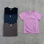 健身瑜伽夏圆领透气舒适速干跑步亲肤普拉提修身 显瘦高弹T恤夏季