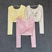 新款 带胸垫瑜伽服女高级感普拉提训练健身上衣显瘦高颜值运动长袖