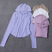 防晒服显瘦运动长袖 裸感连帽瑜伽服外套女拉链速干跑步健身服新款