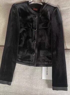 法式高级感黑色丝绒短外套女小香风气质名媛7288新款复古休闲别致