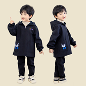 儿童画画围裙防水薄款 罩衣宝宝秋冬吃饭围兜羽绒服防脏护衣外穿男