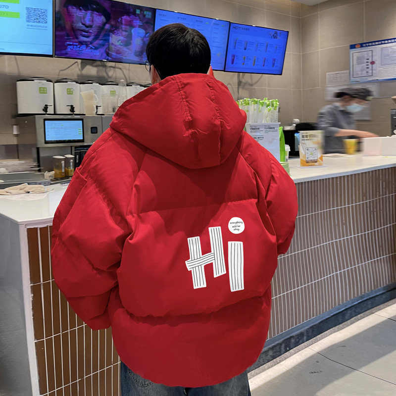 中国红羽绒棉服男冬季外套