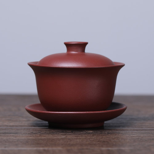 宜兴紫砂高端泡茶套装手工盖碗