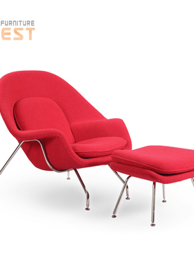 Womb chair with ottoman北欧设计师单人布艺沙发椅子宫形懒人椅