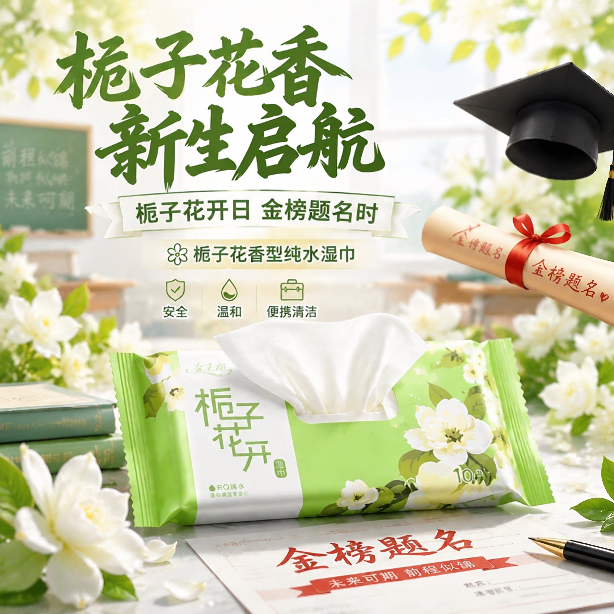 女主角栀子花香湿巾独立小包装图片