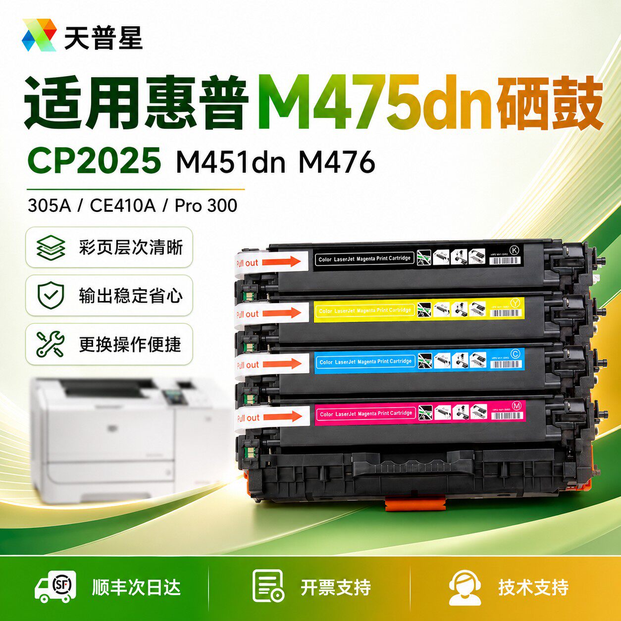 适用惠普305A硒鼓2025 M351a M451DN 451NW M475dn M375 476 cc530a pro300 400 CE410A佳能CRG318 418硒鼓