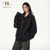 Half Psst One原创设计秋冬款 HPO 气质休闲毛衣外套开衫 女高智感
